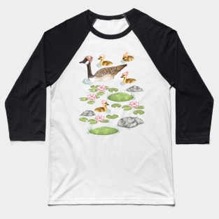 Graceful Geese and Gorgeous Goslings in Crisp Spring Weather Baseball T-Shirt